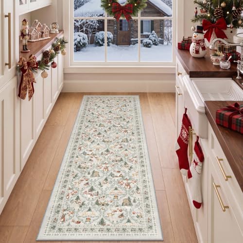 Christmas Runner Rug 2x5, Washable Rugs for Bedroom (2'x5', Grey) - Image 4