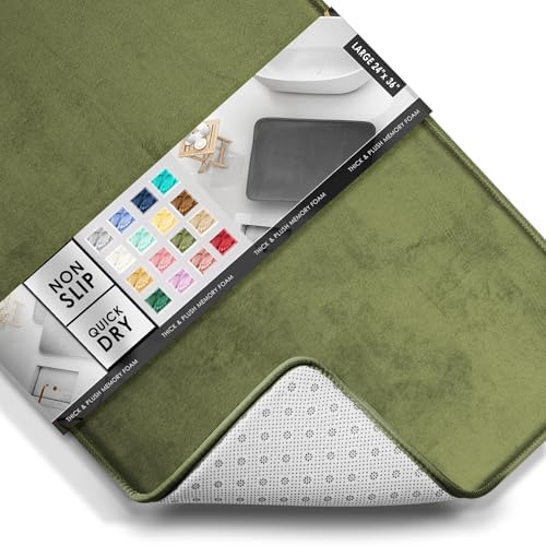 Clara Clark Bathroom Rugs, Velvet Memory Foam Bath Mat, Non-Slip Bath Rugs, Machine Wash, Dries Quickly, Ultra Soft Plush Bath Mats for Bathroom, 24 x 36, Sage Green - Image 3