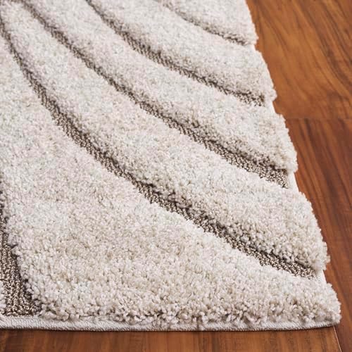 SAFAVIEH Florida Shag Square Rug 6'7", Soft Plush Cream & Beige SG471-1113 - Image 5