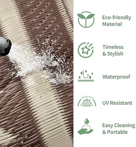 GENIMO Outdoor Rug, Waterproof Plastic Rugs for Patio, 9'x12' Light Beige - Image 6