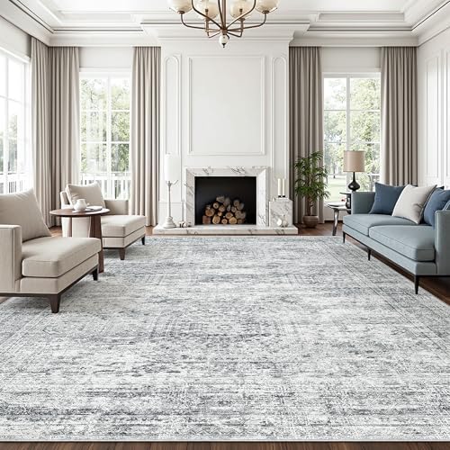Soalmost 10x14 Area Rugs for Living Room Washable Rug Non-Slip Grey by Soalmost
