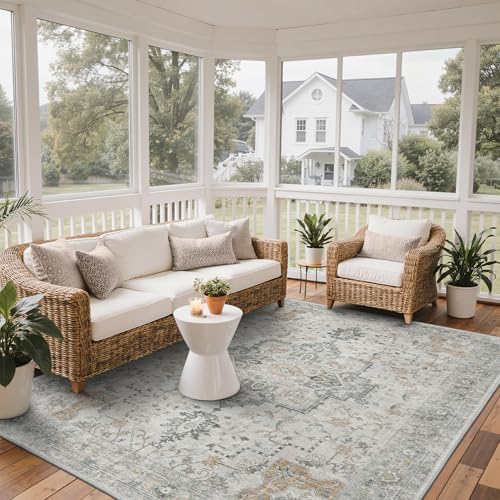 GENIMO Indoor Outdoor Rug, Washable for Patio and Deck, Ivory Grey, 9x12 - Image 3