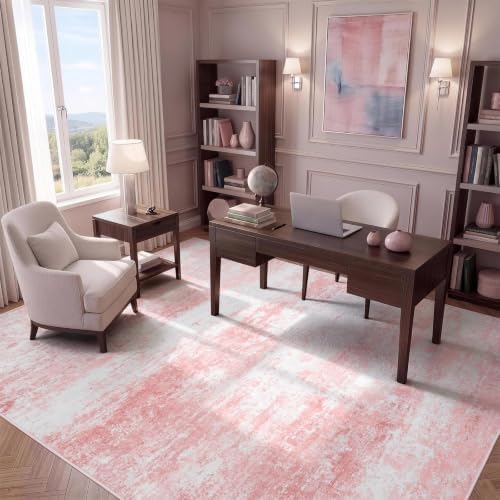 9x12 Area Rug for Living Room, Abstract Washable Large Rugs, Dusty Pink - Image 7