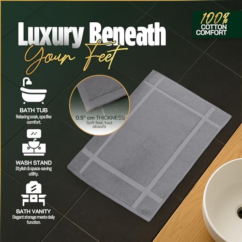 Pearl Linens 2 Pack Cotton Bath Mats for Bathroom,18" X 25", Light Grey - Image 6