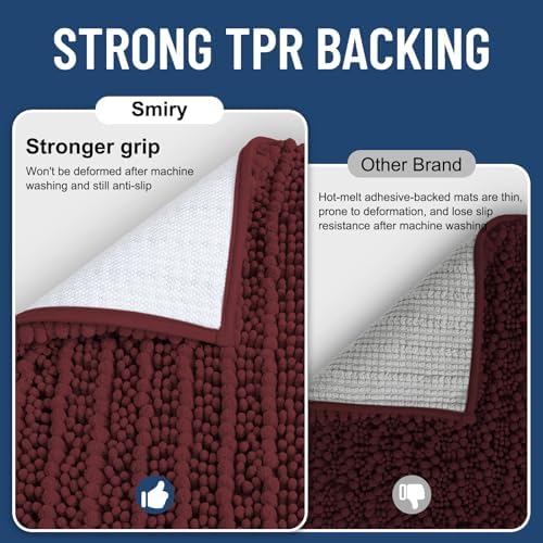Smiry Bathroom Rugs 59X24, Extra Soft Rubber Backing Chenille Bath Mats - Image 3