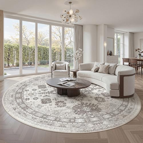 zesthome 9ft Round Rug,Large Circle Rug for Dining Room Table,Brown by Zesthome