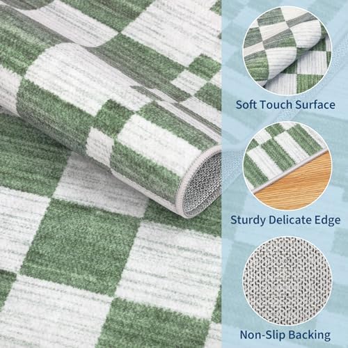 GarveeHome 2.5x8 Checkered Kitchen Runner Rug for Hallway Non Slip Washable - Image 5