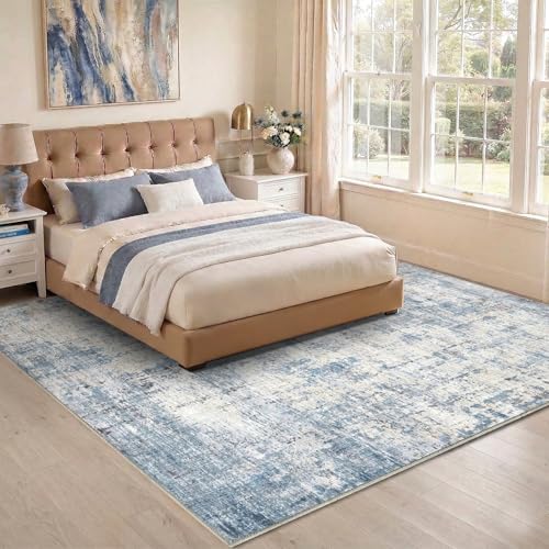 8x10 Area Rugs Washable Abstract Rug for Living Room Bedroom Blue - Image 5