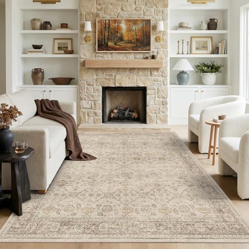 Washable Area Rug 6x9, Non-Slip Boho Carpet for Living Room by LULLOSA