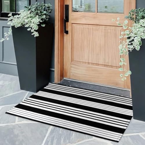 Halloween Door Mat 24"x35" Black and White Outdoor Rugs Fall Front Door Rug - Image 4