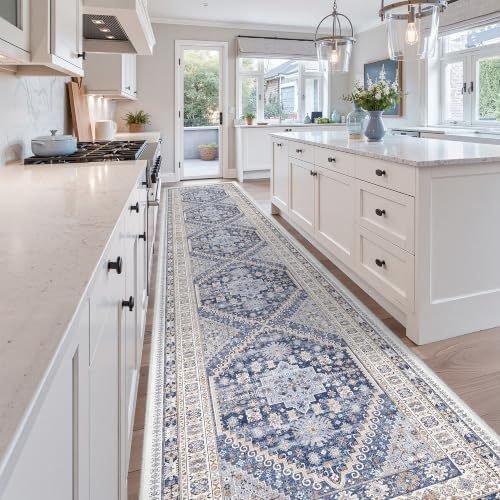 zesthome 3x18 Runner Rug Non Slip,Washable Hallway Runner Rug,Blue - Image 4
