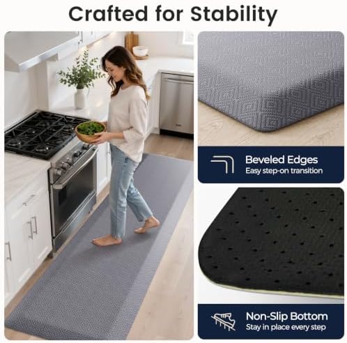 1" Extra Thick Anti Fatigue Kitchen Mats for Floor Standing Desk Mat, Grey - Image 7