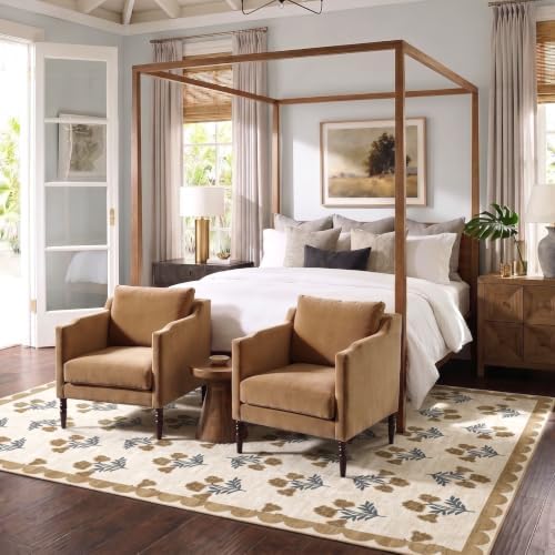 Beige 9x12 Area Rug for Living Room, Soft Washable Boho Bedroom Rug - Image 4