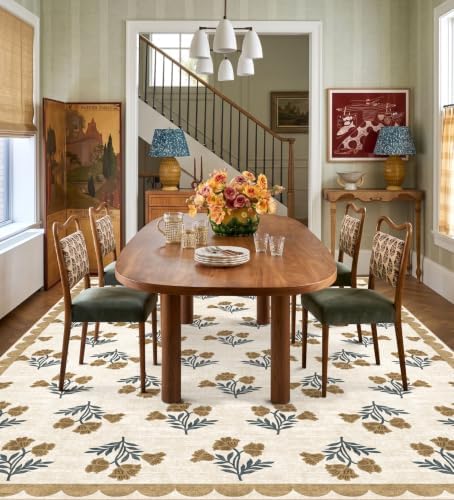 Beige 9x12 Area Rug for Living Room, Soft Washable Boho Bedroom Rug - Image 5
