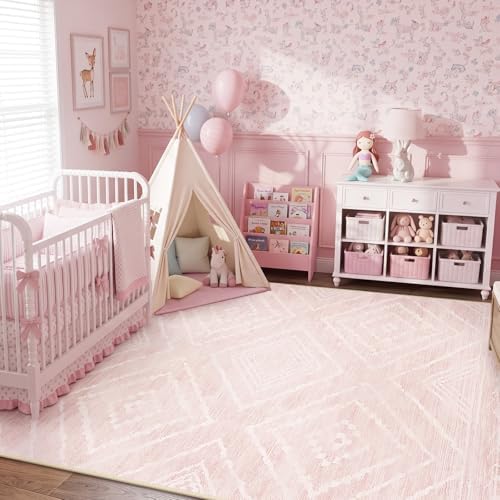BESTSWEETIE 5'x7' Washable Area Rug for Living Room Bedroom Lightpink - Image 2