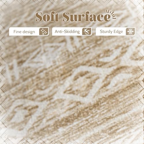6x9 Area Rugs for Living Room: Washable Moroccan Geometric Boho Rug Farmhouse Non Slip Stain Resistant Large Rug Low Pile Soft Carpet for Bedroom Dining Room Home Office Kids Room (Light Brown,6'x9') - Image 6