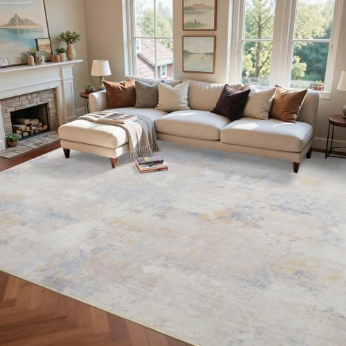 6x9 Ft Abstract Washable Area Rugs for Living Room Cream - Image 3