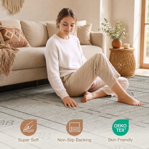 cotiled 6x9 Area Rugs for Living Room: Boho Washable Rug for Dining Room - Image 4