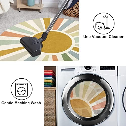 STARUIA Boho 5Ft Round Rug, Washable Kids Circle Rug for Playroom Bedroom - Image 4
