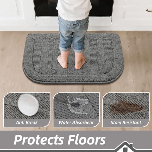 BEQHAUSE 30x18 Inch Kitchen Rugs Non Slip Washable Kitchen Sink Rug, Grey - Image 4
