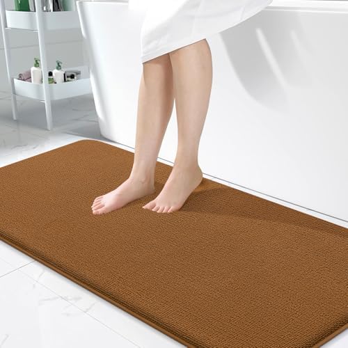 OLANLY Memory Foam Bathroom Runner Rugs 47x24, Absorbent Long Mat, Ochre by OLANLY