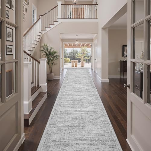 3x20 Runner Rug Non Slip,Washable Hallway Runner Rug,Grey by Restydon