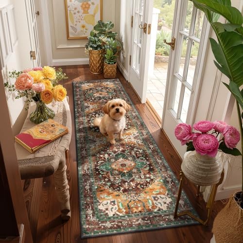 Yamaziot Washable Runner Rug, 2x7 Non-Slip Boho Vintage Hallway Kitchen Rug - Image 2