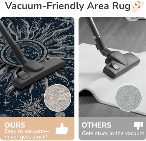 Vacuum-Friendly, 2x8 Washable Area Rug, Blue Gray White - Image 4
