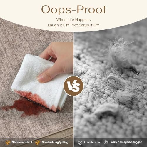 HUGEAR Brown Area Rug 9x12 Washable Neutral Rug for Living Room - Image 6