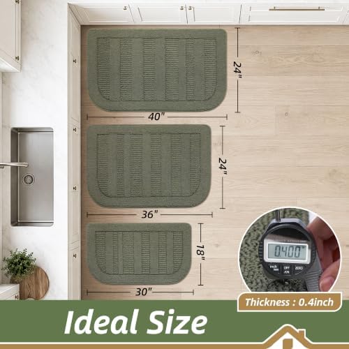 BEQHAUSE 24x40 Inch Kitchen Rugs Non Slip Washable Kitchen Sink Rug, Green - Image 3