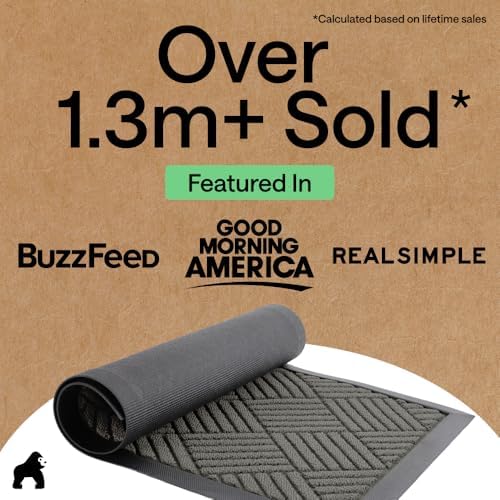 GORILLA GRIP WeatherMAX Door Mat, Indoor Outdoor Use, 47x35, Gray Diamond - Image 5