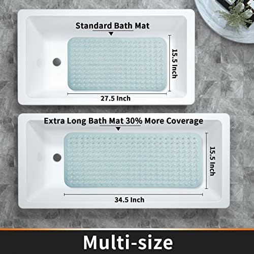 Yimobra Non Slip Bath Mat, Super Strong Suction Cups,34.5"X15.5"Long Tub Mat with Drain Holes, Machine Washable Fast Draining Shower Mats, Bathroom Essentials,Mint Green - Image 5
