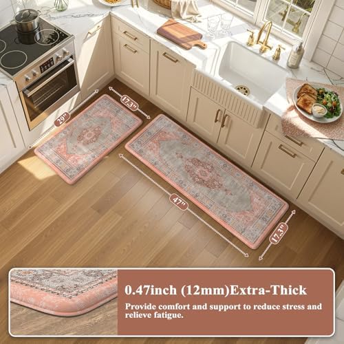 Collive Boho Anti Fatigue Mats for Kitchen Floor, 17.3"x29"+17.3"x47" - Image 2