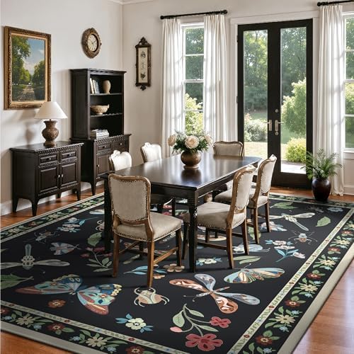 8x10 Area Rugs, Insect Ultra Soft Washable Rug Non Slip with Rubber Back, Stain Resistant Rugs for Living Room, Bedroom, Dining Room(Dark Black Butterfly) - Image 4