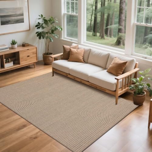 Easy Jute Rug for Pet Homes: 5x7 Outdoor Rug - Swirl Curved Pattern - Image 5