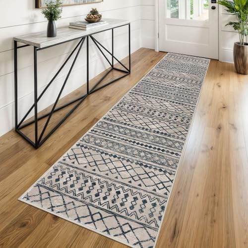 KUTA Boho Runners for Hallways 2x8 Light Brown Black Washable Runner Rug by KUTA