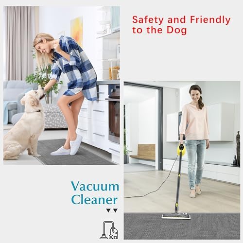5ft Kitchen Runner Rugs Non Skid, Absorbent Small Jute Kitchen Carpet Sink Rug, Rubber Backed Indoor Enterway Runner, Grey - Image 6