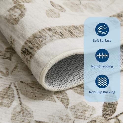 GarveeHome Runner Rug 2x10 for Bathroom Vintage Distressed Botanical Rug - Image 4