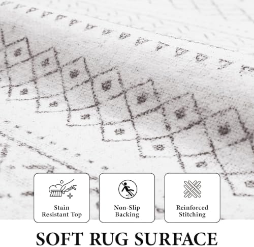 Area Rug for Living Room 6x9: Large Washable Boho Moroccan Rugs Geometric Neutral Rug, Non-Slip Foldable Morden Farmhouse Indoor Floor Carpet for Bedroom Dining Table Home(Dark Grey,6X9) - Image 4