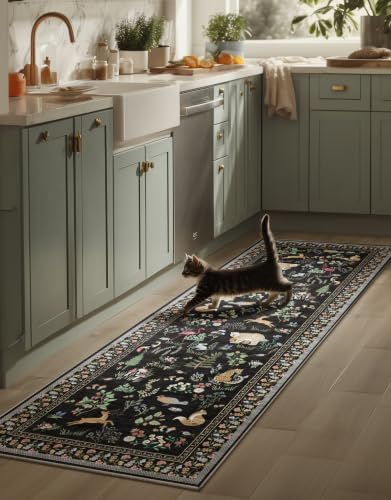 Machine Washable Kitchen Runner Rugs: 2'6"x8' Hallway Runner Stain Resistant Non Slip Low Pile Soft Carpet Runners for Hallways Indoor Entryway Kitchen Living Room Bedroom Bathroom Farmhouse by palohom