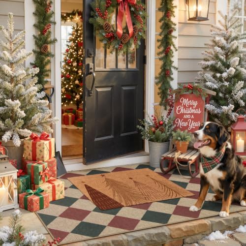Lahome Christmas Rug, 3x5 Outdoor Christmas Decor Rugs for Porch Entryway, Checkered Red and Green Non Slip Non Shedding Xmas Decorations for Kitchen Front Door - Image 3