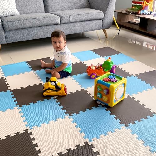 MioTetto Baby Play Mat, Soft Foam Floor Tiles for Kids. Adjustable Interlocking Foam Tiles, Fits with 74x74 Playpen Baby mat for Crawling & Development, Safe & Non-Toxic Playmat for Babies 6-12 Months by MioTetto