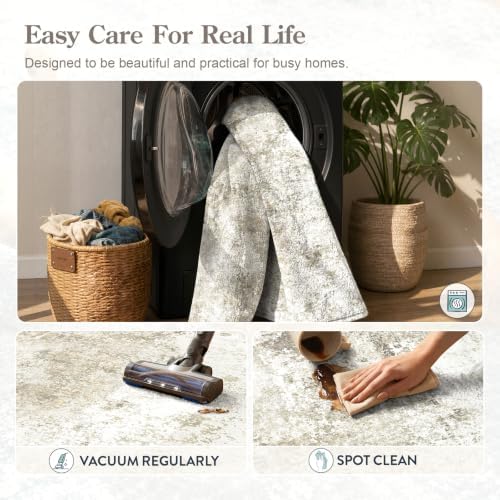 Lahome 10x14 Beige Area Rug for Living Room, Modern Abstract Rug, Natural - Image 5