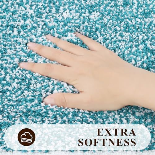 Pauwer Bathroom Rugs Sets 2 Piece, Non Slip Washable Bath Mat, Aqua Blue - Image 3