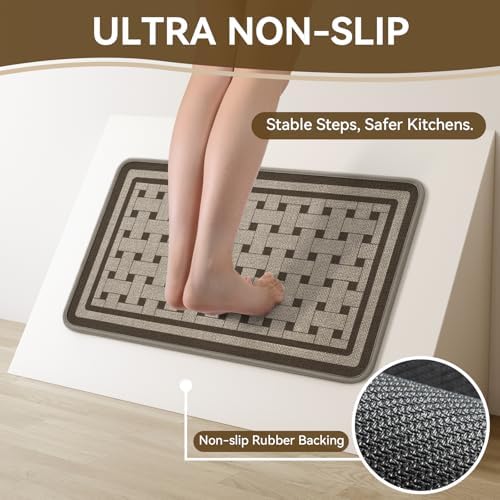 Kitchen Mats for Floor, Non Slip Kitchen Rugs, 17x59 Brown - Image 3