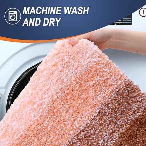 OLANLY Microfiber Bathroom Rugs Sets 3 Piece, Absorbent Bath Mats, Orange - Image 6