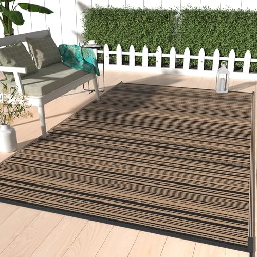 GENIMO Outdoor Rug, Waterproof Plastic Rugs for Patio, 5'x8' Light Brown by GENIMO