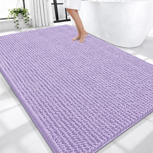 OLANLY Thick Chenille Large Bathroom Rugs Mats 70x46, Lavender by OLANLY