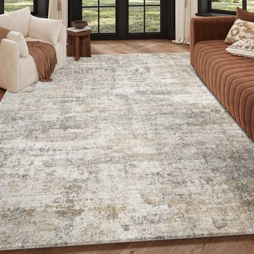 8x10 Grey Beige Washable Area Rug for Living Room, Vintage Print - Image 7