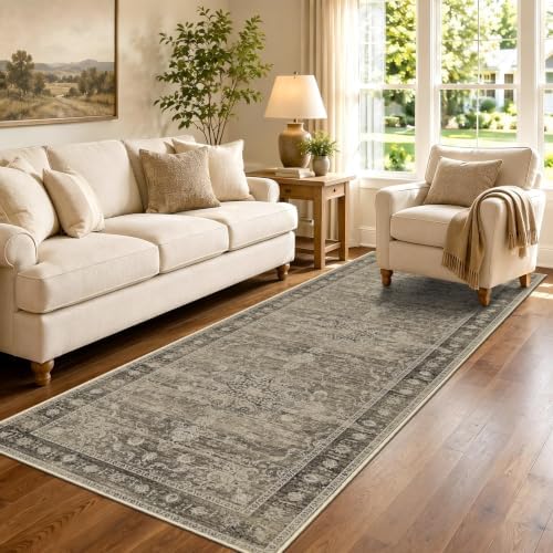 Brown Washable Runner Rug 2.6x8, Vintage Rug Runners for Hallway - Image 7